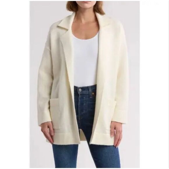 Thread & Supply Women’s Small Open Front Cardigan Sweater Ivory Pockets NEW - Picture 1 of 10